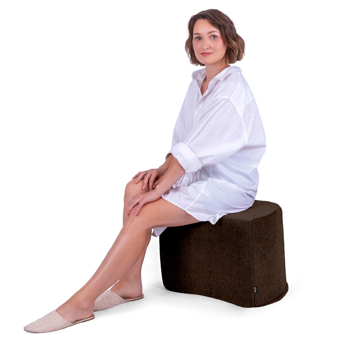 SITZSACK Halbmond 54/36/35 cm, weicher Bouclé 315 g/m², Dunkelgrau - Braun, Textil (36/35/54cm) - Dreamroots