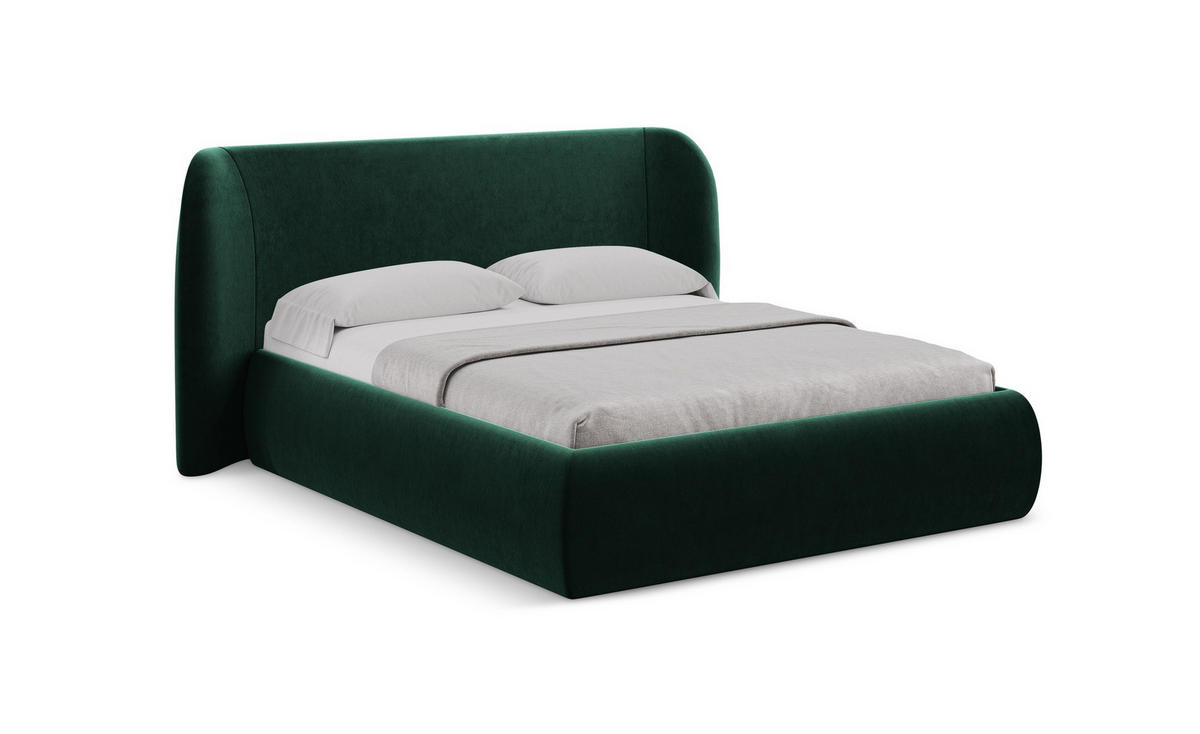 POLSTERBETT mit Bettkasten und Lattenrost 210x215 Grün - Dunkelgrün/Schwarz, Kunststoff/Textil (160/200cm) - Makamii