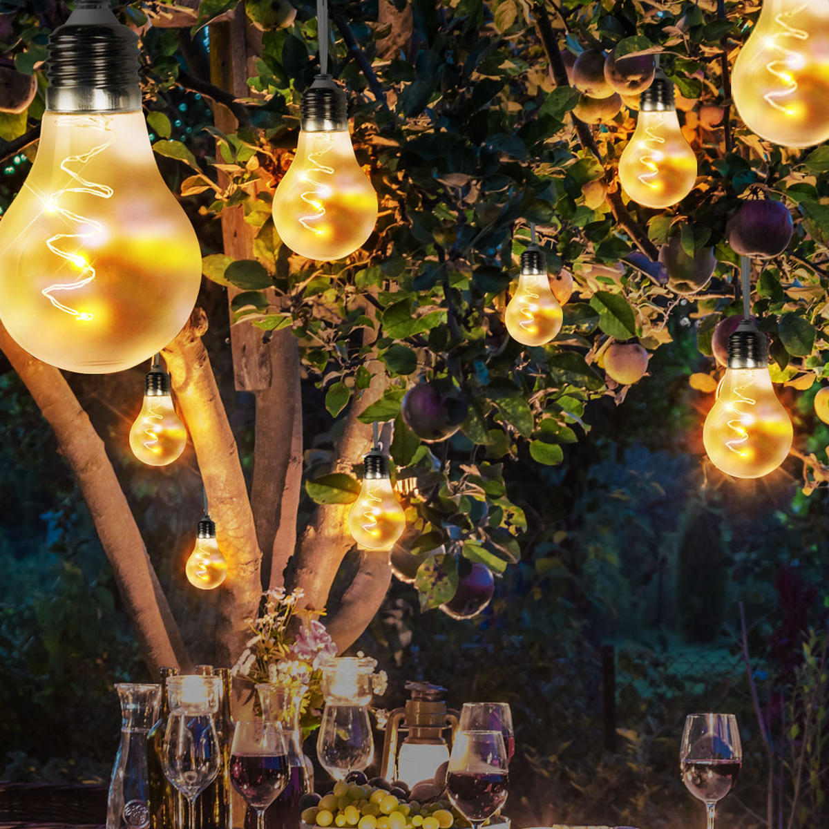 LED AUSSENLEUCHTE Solar Lichterkette Silber - Silberfarben, Kunststoff (380/5.8/10cm) - Globo Lighting