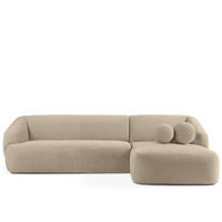 ECKSOFA RECHTS VIRA, Hellbeige, Bouclé - Hellbraun/Schwarz, Holz/Holzwerkstoff (300/160cm) - KONSIMO®
