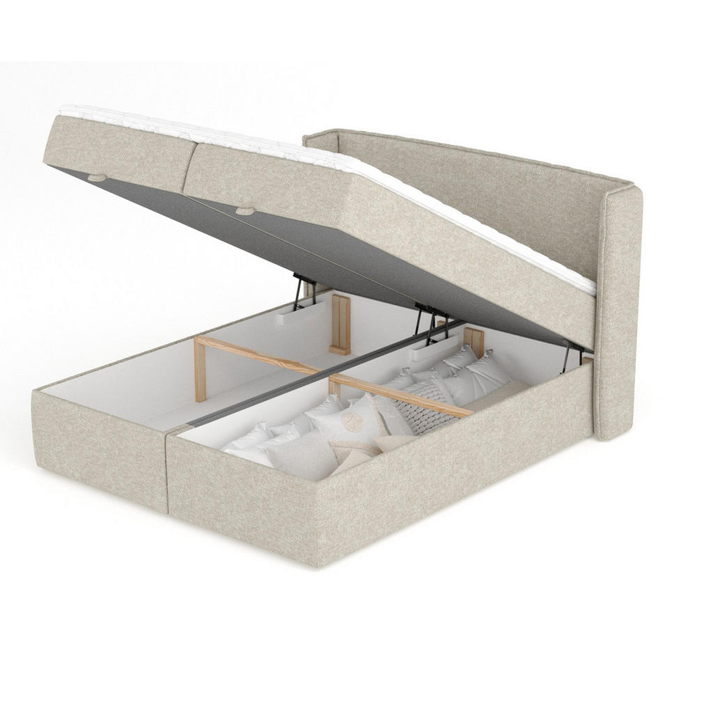 Thumbnail - Maison de Reve Boxbett, Beige, Grau, Textil, Buche, Kiefer, H3, Höhe ca. 20 cm, 180x200 cm, Oeko-Tex® Standard 100, Reac...