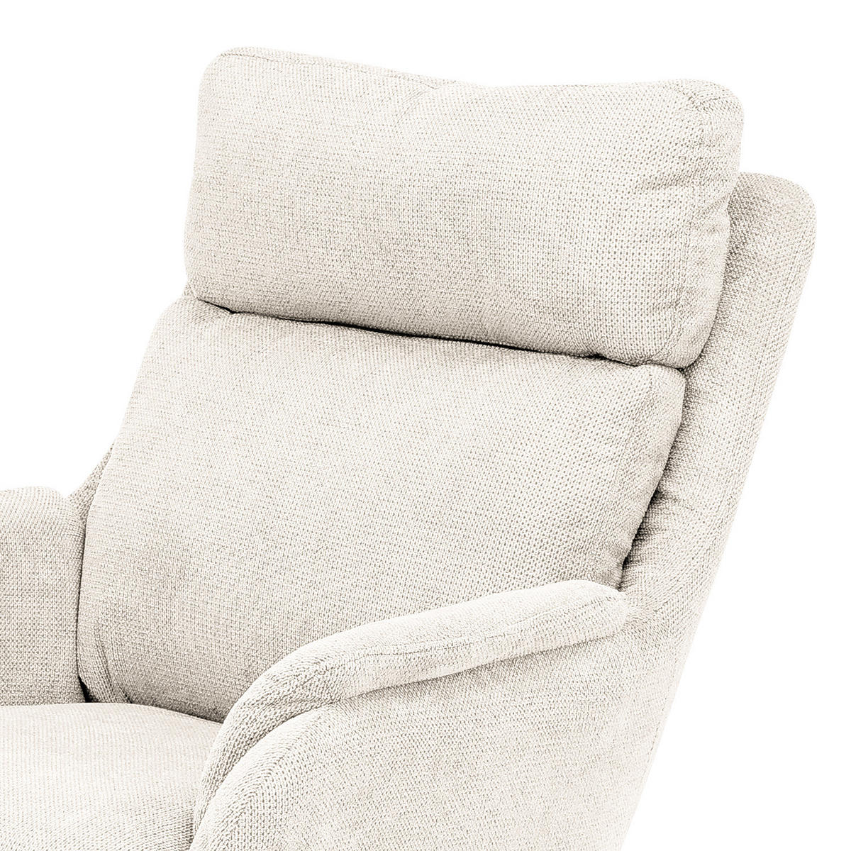 RELAXSESSEL mit Hocker - Creme/Schwarz, Textil/Metall (74/102/89cm) - home24