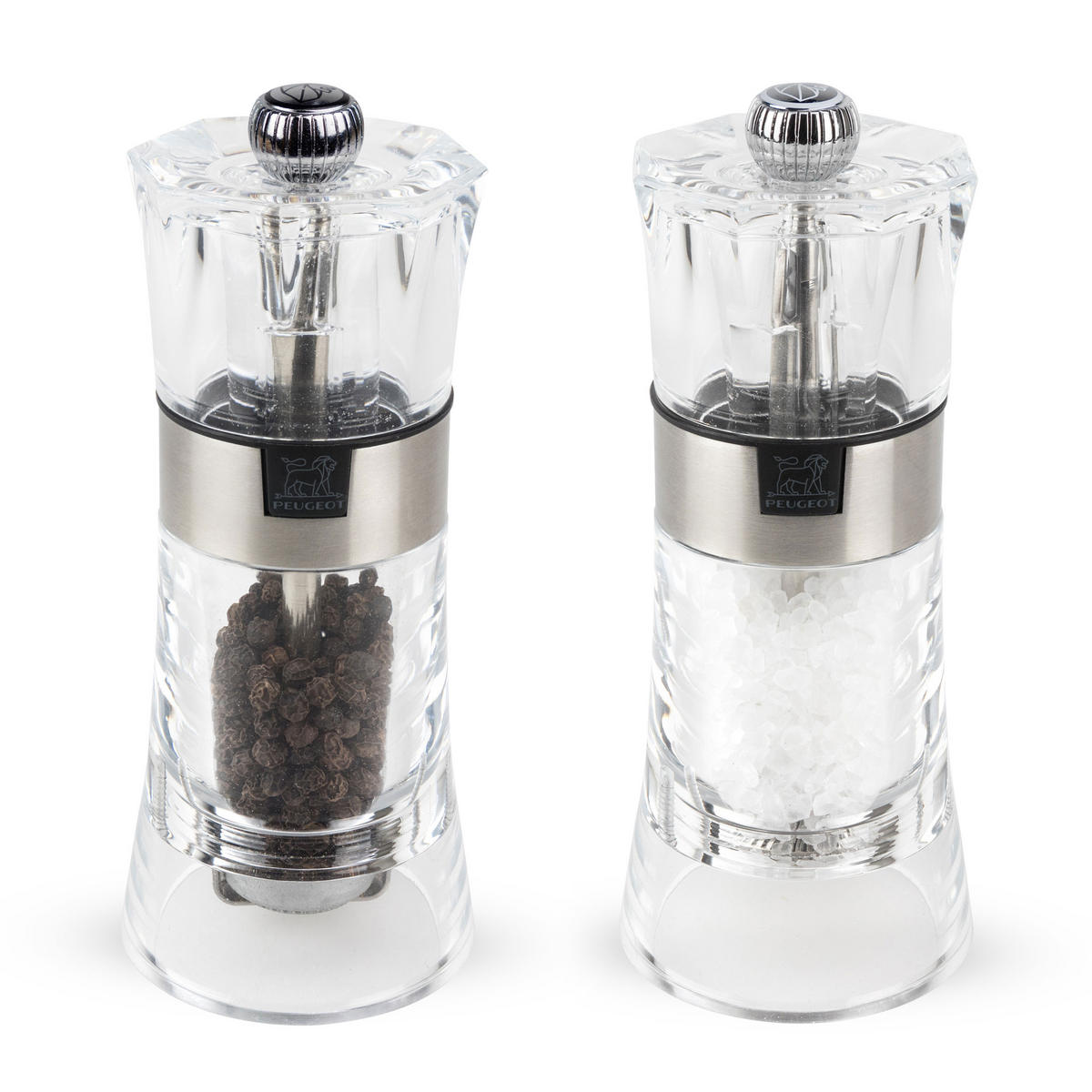MÜHLENSET Oslo 14cm Pfeffer- & Salzmühle Acryl/Edelstahl Stahlmahlwerk - Transparent, Kunststoff (11.6/14/5.8cm) - PEUGEOT