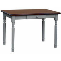 KOMA Esstisch KM417246 aus massivem Kiefernholz mit Schublade, 130 × 50 cm, Grau / Nussbaum gebeizt - Grau, Holz (50/75/130cm) - Koma