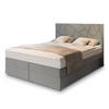 BOXBETT TRANI 180x200 cm mit Matratze und Topper - Hellgrau - Hellgrau, Holz (180/200cm) - MASSENO