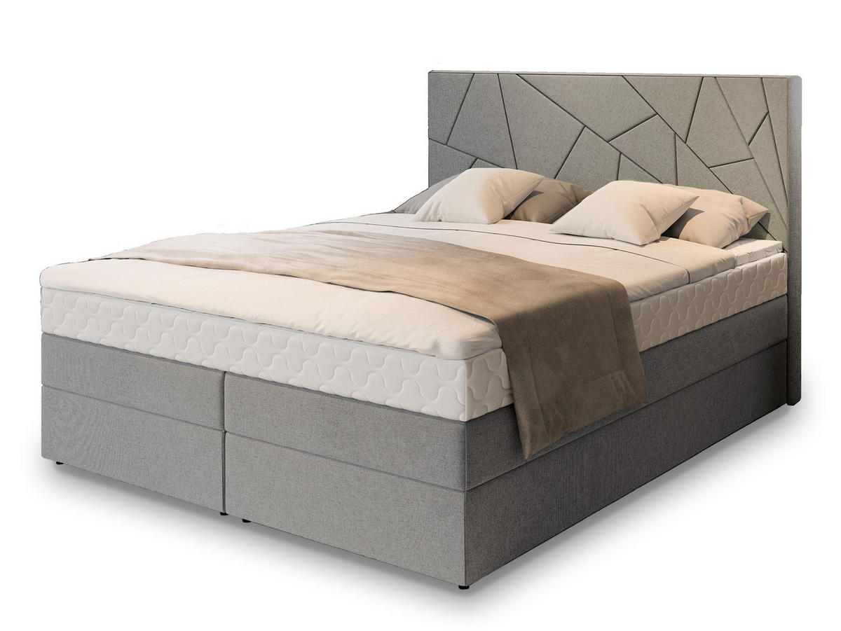 POSTEL BOXSPRING TRANI 160x200 cm, s matrací a úložným prostorem, světle šedá - světle šedá, kompozitní dřevo/textil (160/200cm) - MASSENO