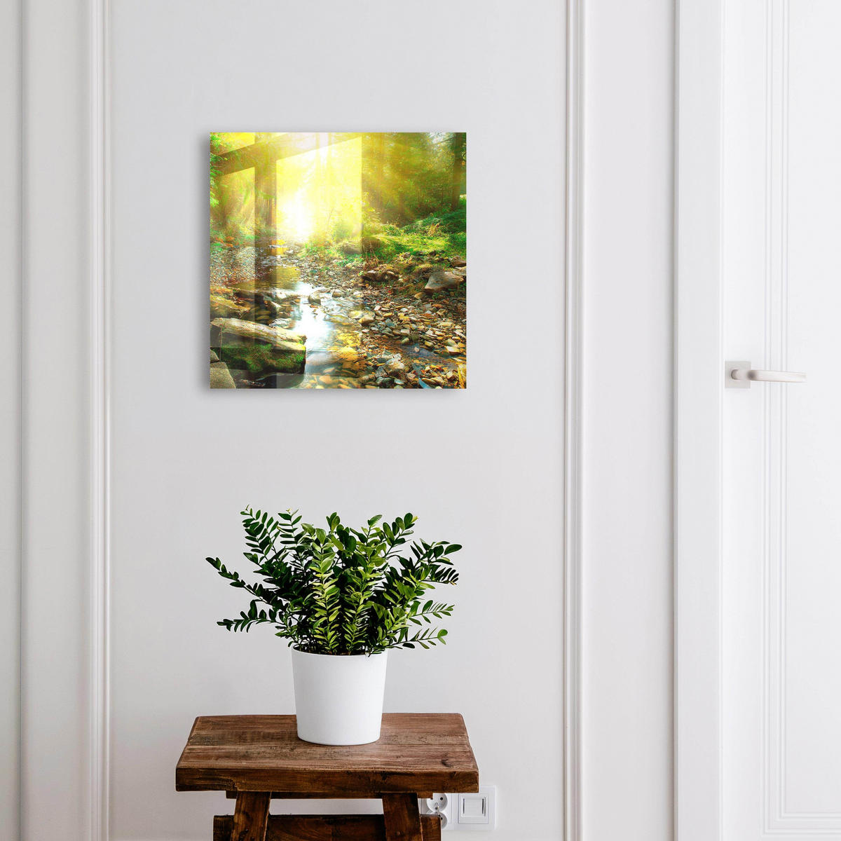 SCHLÜSSELBOX Weiß 30x30 cm – Türöffnung nach rechts - Waldbach - Grün, Metall (30/30/5cm) - TULUP