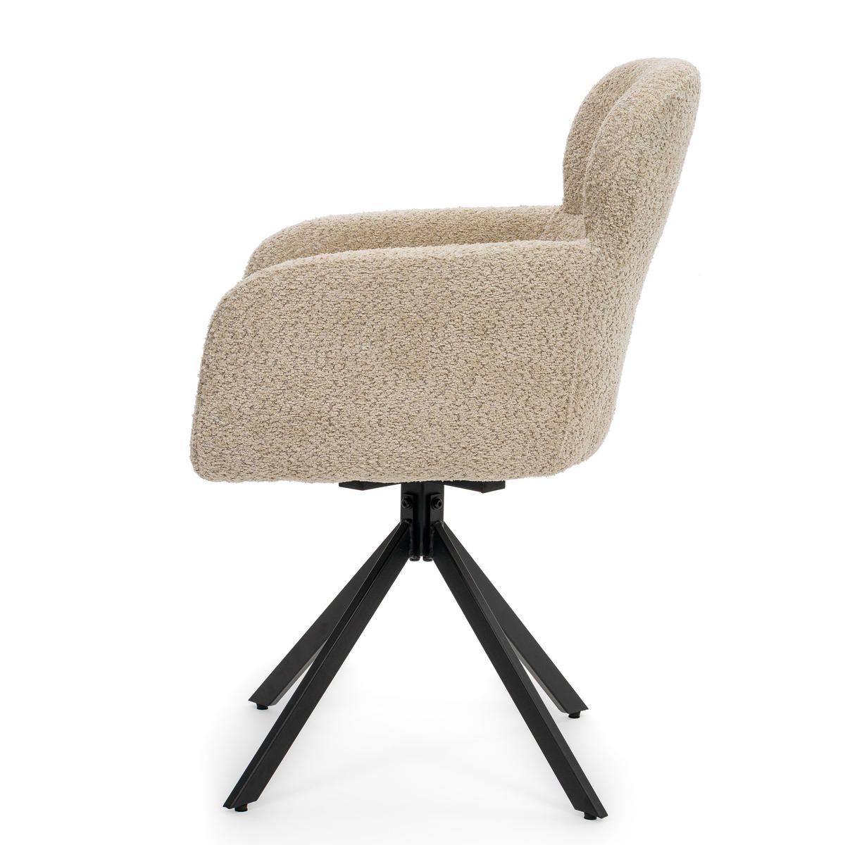 STUHL BIONE drehbar gepolsterter mit Steppung - hellbeige - Boucle - Beige/Schwarz, Textil/Metall (58/88/59cm) - NEW HOME