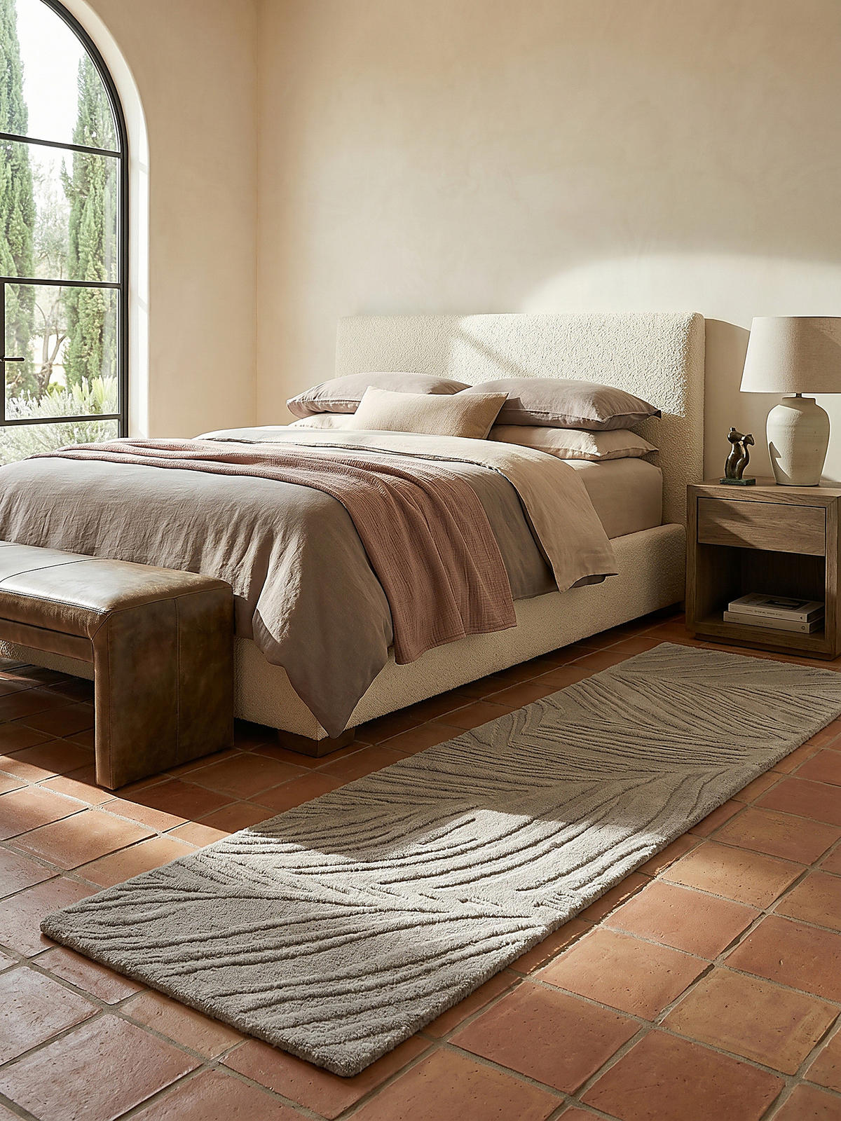 WOLLTEPPICH LEVEN, floral, Grau, 60 x 230 cm - Grau, Textil (230/60cm) - KADIMA DESIGN