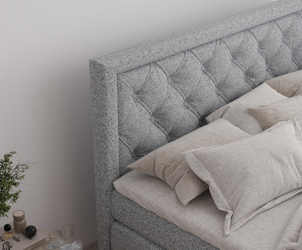 BOXSPRINGBETT Aurelia Grau 160/200 cm - Schwarz/Grau, Holz/Holzwerkstoff (160/200cm) - Maison de Reve
