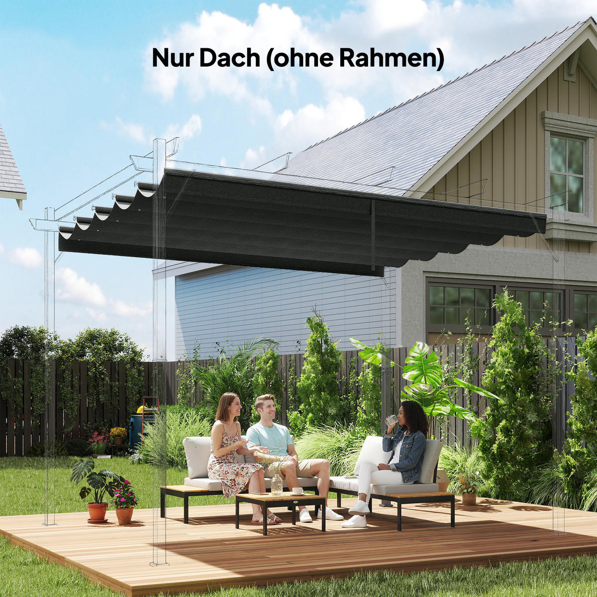 ERSATZPLANE für 3x3m Pavillons, mit Wasserablauflöchern, 2,50 x 2,55 m, Dunkelgrau - Dunkelgrau, Textil (250/6/255cm)