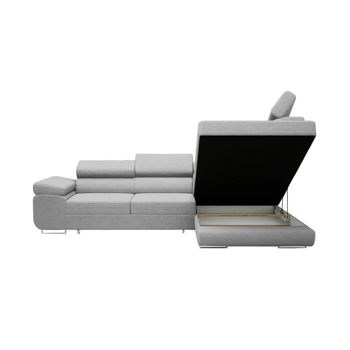 ECKSOFA Warton mit Schlaffunktion, Hellgrau - Hellgrau, Textil (275/202cm) - Fedve