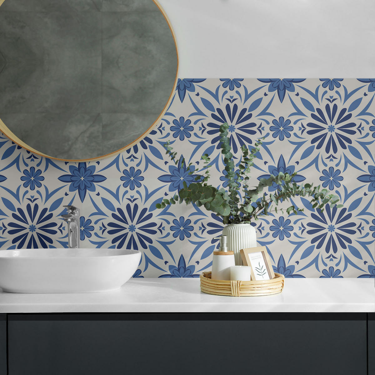 WANDPANEEL 9 Stück 30x30 cm selbstklebend Aeloria - Pastellblau, Kunststoff (30/1.6/30cm) - Wallfluent