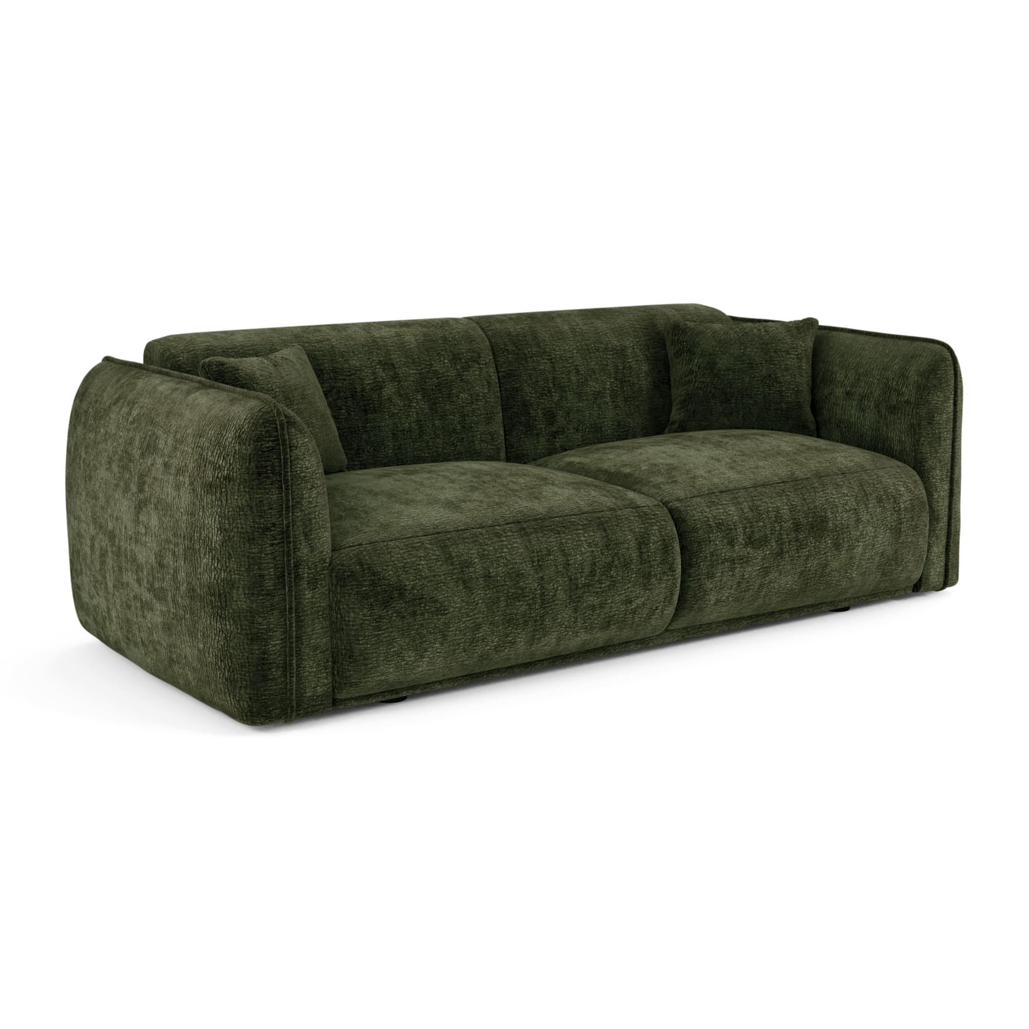 SOFA LUSH Gemusterter Samt Khaki-Grün 205cm - Dunkelgrün/Olivgrün, Textil (205/72.5/90cm) - Premium Interiors