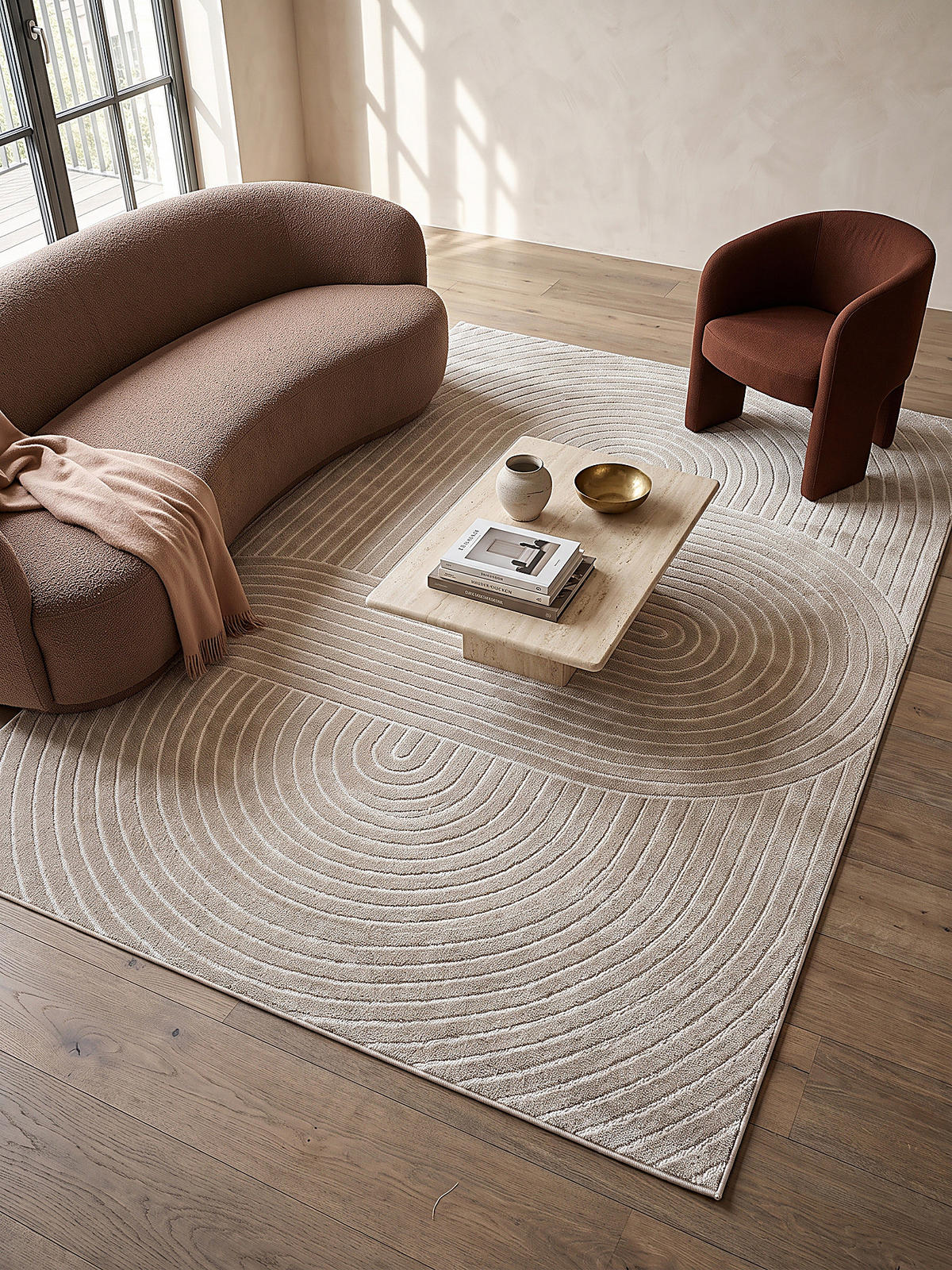 TEPPICH Outdoor Geometrisch MEZEN Polypropylen Beige 140 x 200 cm - Beige, Textil (140/200cm) - KADIMA DESIGN