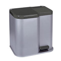 TRETABFALLEIMER mit zwei Inneneimer 21 Liter Fassungsvermögen Silber - Silberfarben, Kunststoff (40/39.8/30cm) - PROREGAL