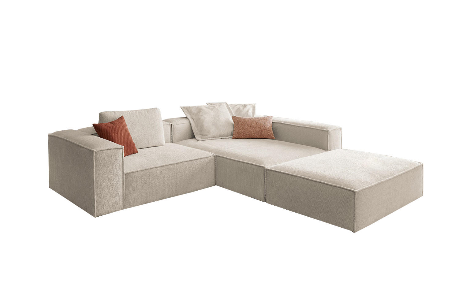 ECKSOFA CARMO Weiß Flachgewebe - Schwarz/Weiß, Kunststoff/Textil (306/191cm) - KAWOLA