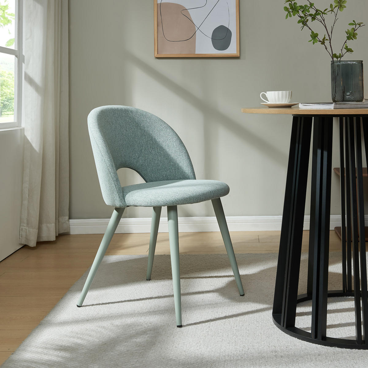 ESSZIMMERSTUHL-SET 4 TLG. Karijoki - Hellgrün/Grün, Textil/Metall (50/77/55cm) - [en.casa]