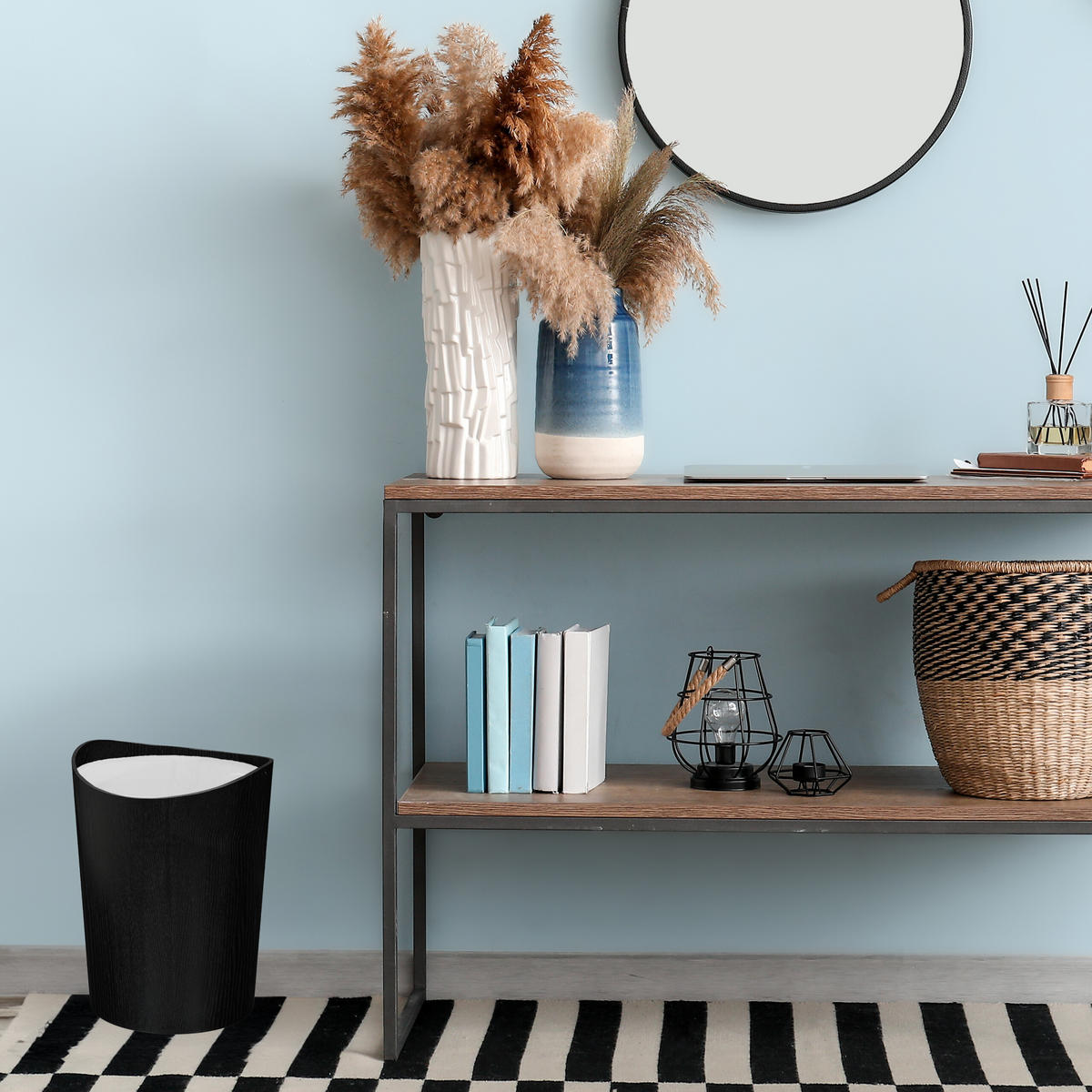 KÔŠ na papierový odpad - čierna, drevo (23/30/23cm) - Relaxdays