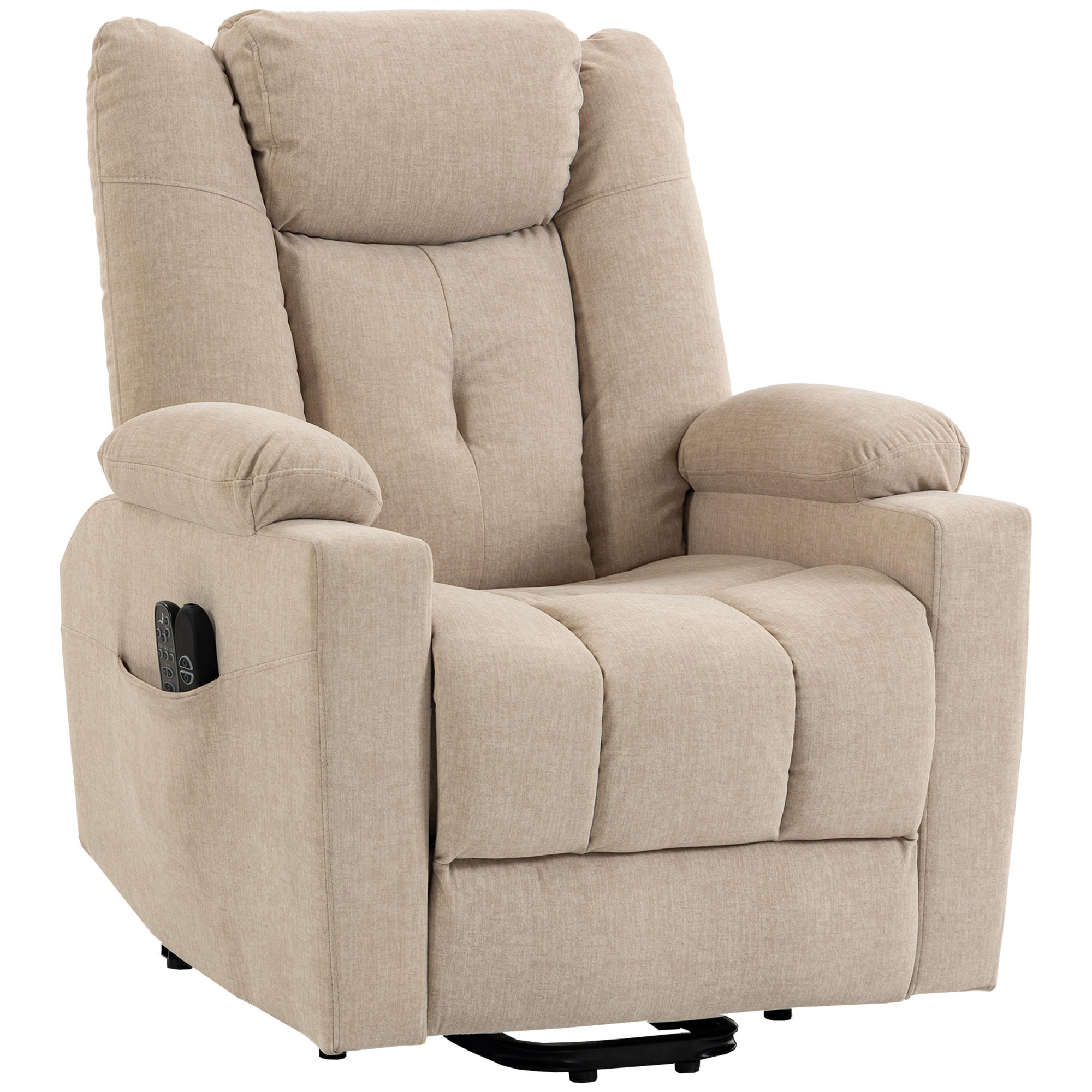 RELAXSESSEL PolyesterCremeweiß - Creme/Schwarz, Holz/Textil (91/106/82cm) - HOMCOM