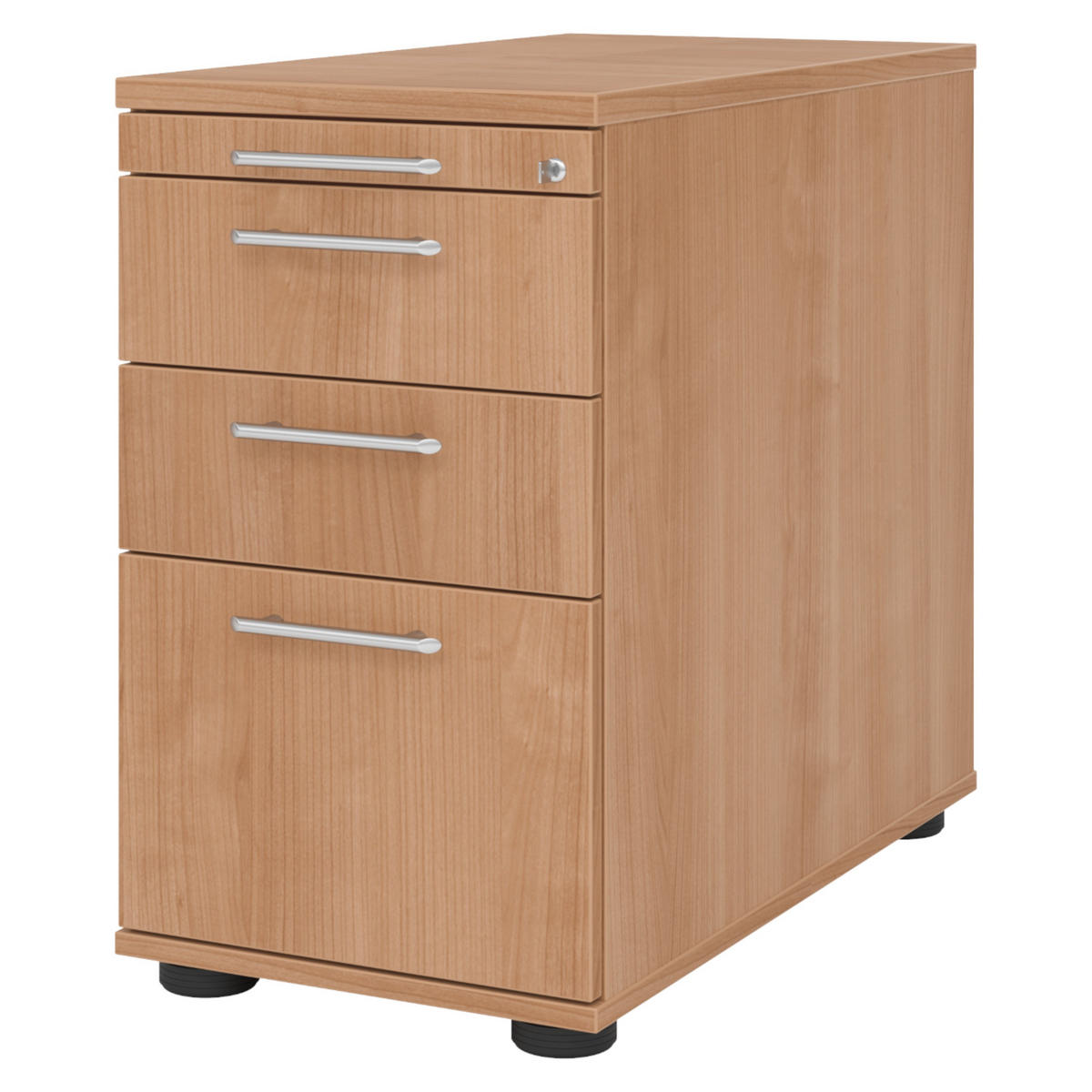 STANDCONTAINER - mit Hängeregistratur 80/42,8/72 cm in Nussbaumfarben Relinggriff (Kunststoff) - Nussbaumfarben, Holzwerkstoff (42.8/72/80cm) - bümö