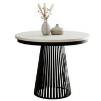ESSTISCH mit Lamellen RUND DAST Weiß/ Schwarz - Weiß, Holzwerkstoff (100/100/77cm) - Compleo24