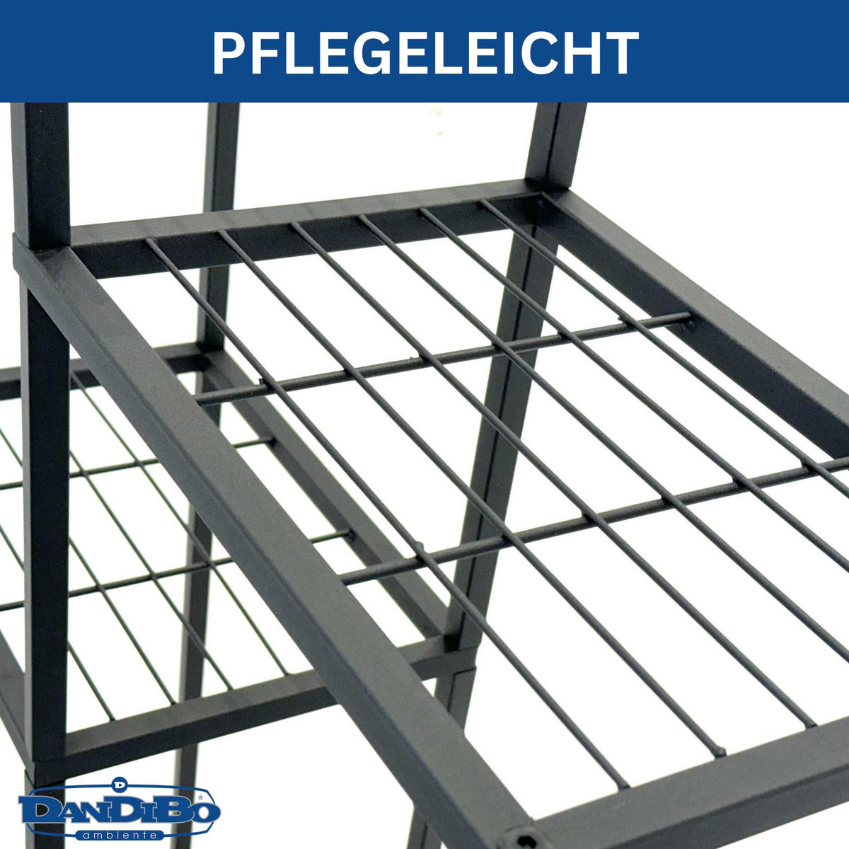 BLUMENREGAL indoor Metall Schwarz 6 Ebenen - Schwarz, Metall (96/101/23cm) - DanDiBo