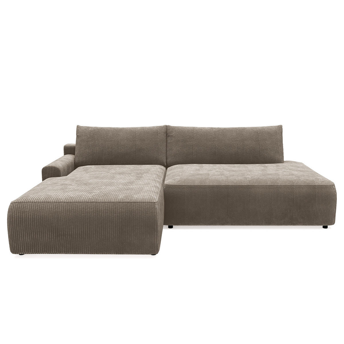 ECKSOFA mit Schlaffunktion - Longchair - Hellgrau/Schwarz, Kunststoff/Textil (253/167cm) - home24