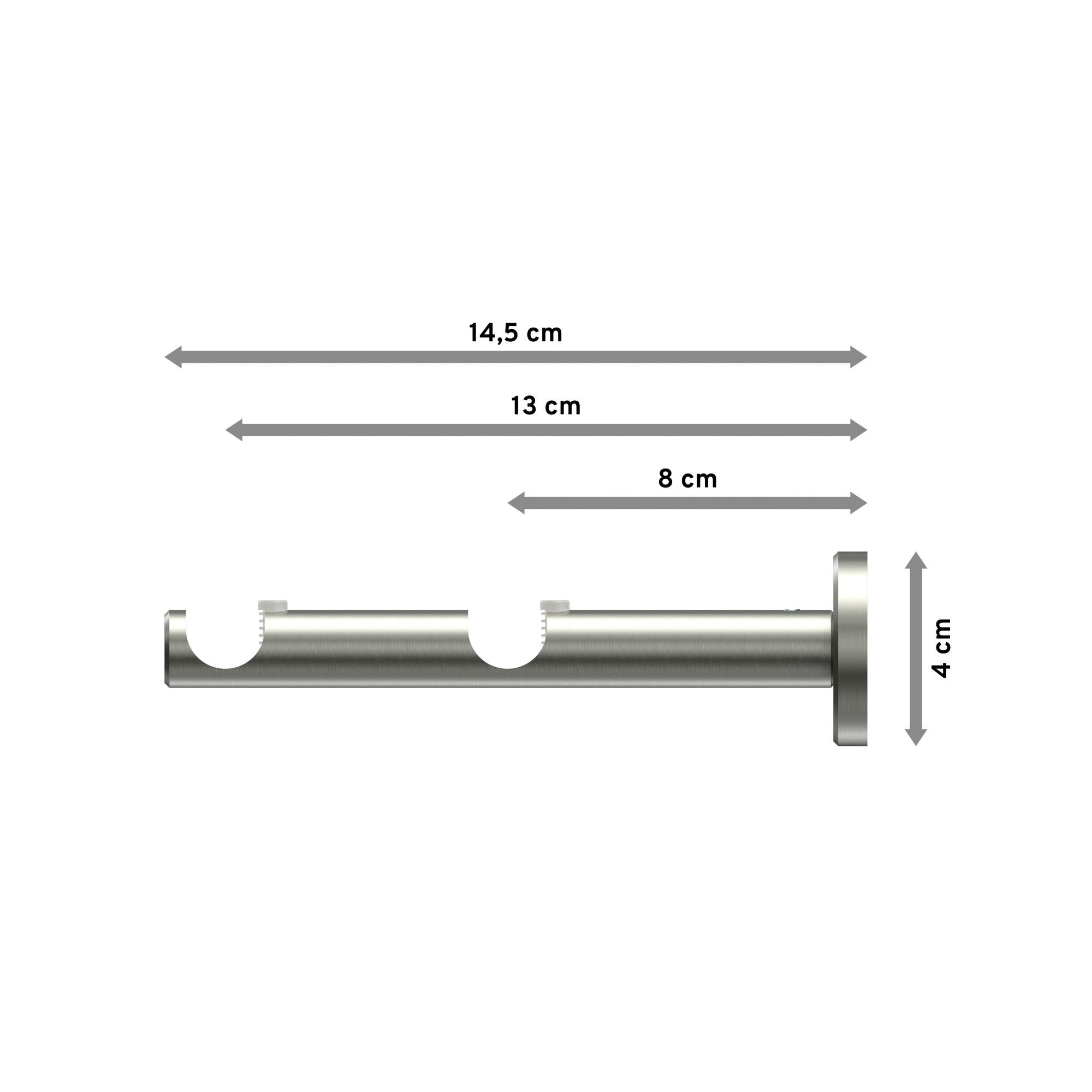 TRÄGER FÜR GARDINENSTANGEN 16 mm Ø, Medium 2-läufig, Edelstahl - Edelstahlfarben, Metall (14.8/4/4cm) - INTERDECO