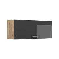 HÄNGESCHRANK R-Line, Anthrazit Hochglanz/Goldkraft Eiche, 100 cm Flach - Honigeiche/Schwarz Hochglanz, Holzwerkstoff (100/40/31cm) - Vicco