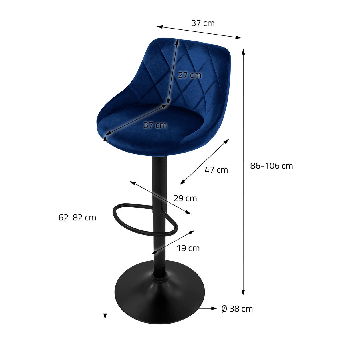 BARHOCKER 4er Set - Blau, Metall (47/106/37cm) - ML-DESIGN