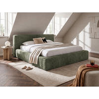 POLSTERBETT Nara Oliv 200/200 cm mit Bettkasten - Olivgrün, Textil/Metall (200/200cm) - wonello