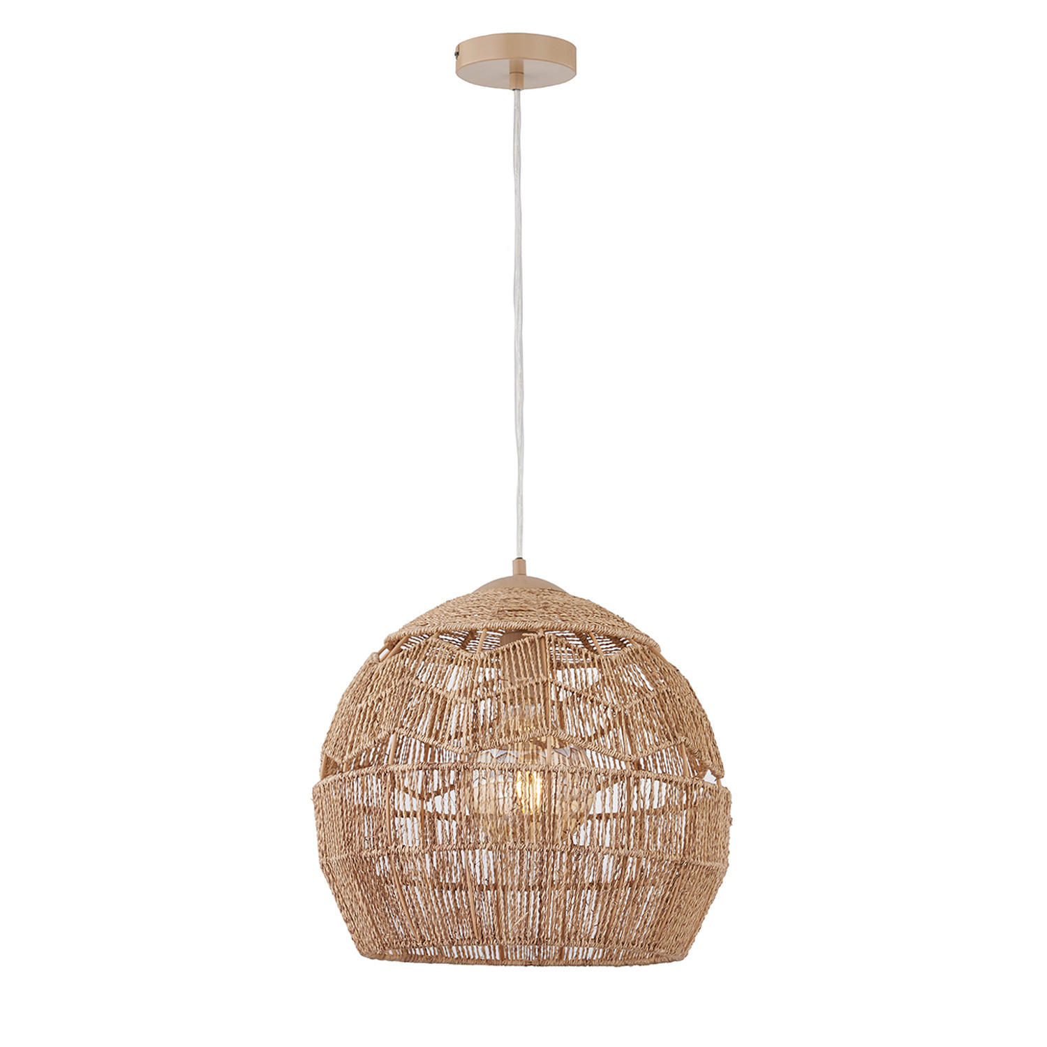 PENDELLEUCHTE - Leinen / Eisen - 1-flammig - Braun, Textil/Metall (40/40/190cm) - home24