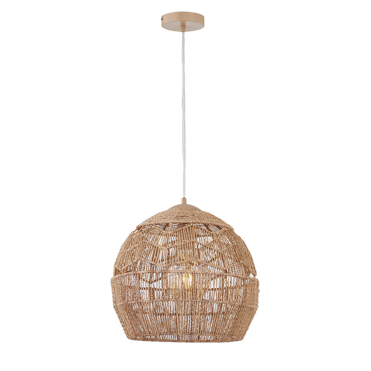 PENDELLEUCHTE - Leinen / Eisen - 1-flammig - Braun, Textil/Metall (40/40/190cm) - home24