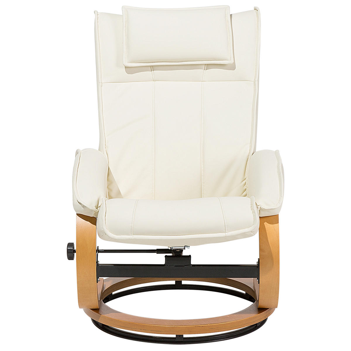 MASSAGESESSEL mit Fußhocker Kunstleder Beige Majestic - Beige, Holz/Textil (60/101/80cm) - Beliani