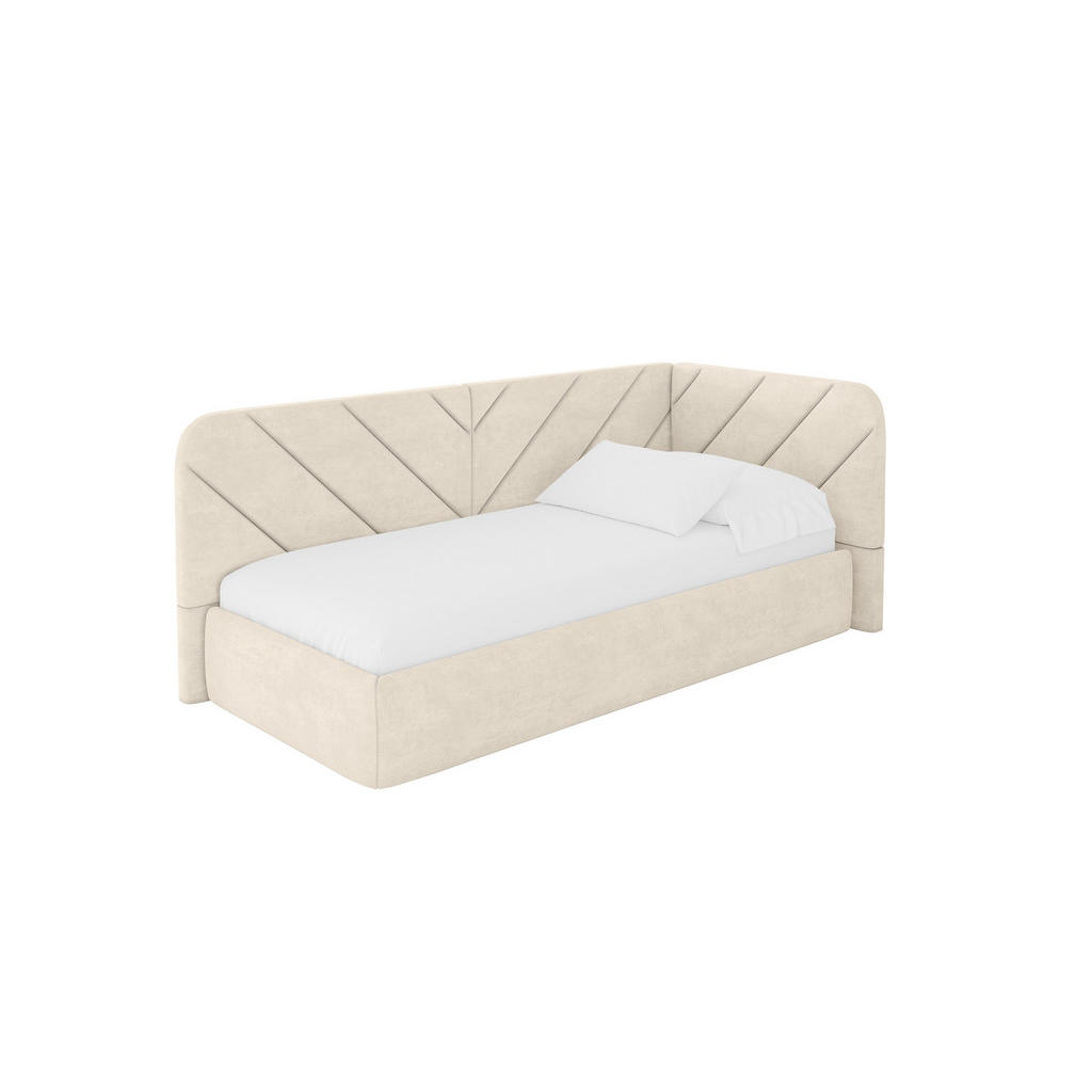 ALTDECOR JEDNOLŮŽKOVÁ POSTEL pro mládež s úložným prostorem a matrací H3/H4, vlevo - FIKY 100x200 béžová