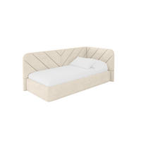 EINZELLBETT Jugendbett mit Bettkasten und Matratze H3/H4, Links - FIKY 90x200 Beige - Beige, Holzwerkstoff/Textil (90/200cm) - ALTDECOR