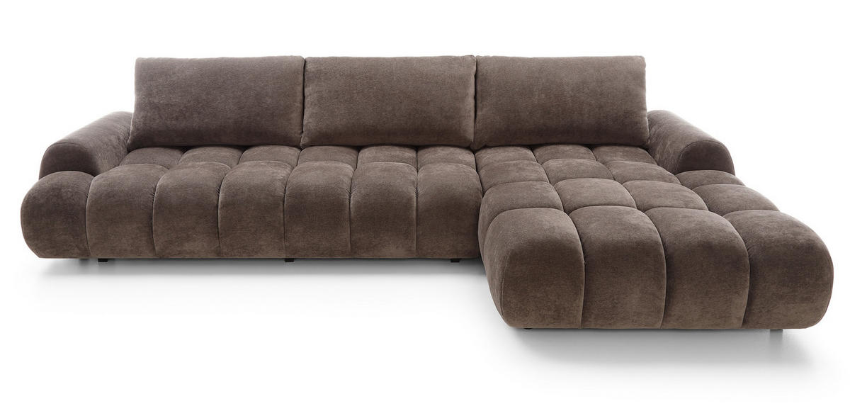 ECKSOFA 340 cm Valerio II, Schlaffunktion, Bettkasten, Rechts, Braun - Braun, Holz (177/340cm) - Emporius