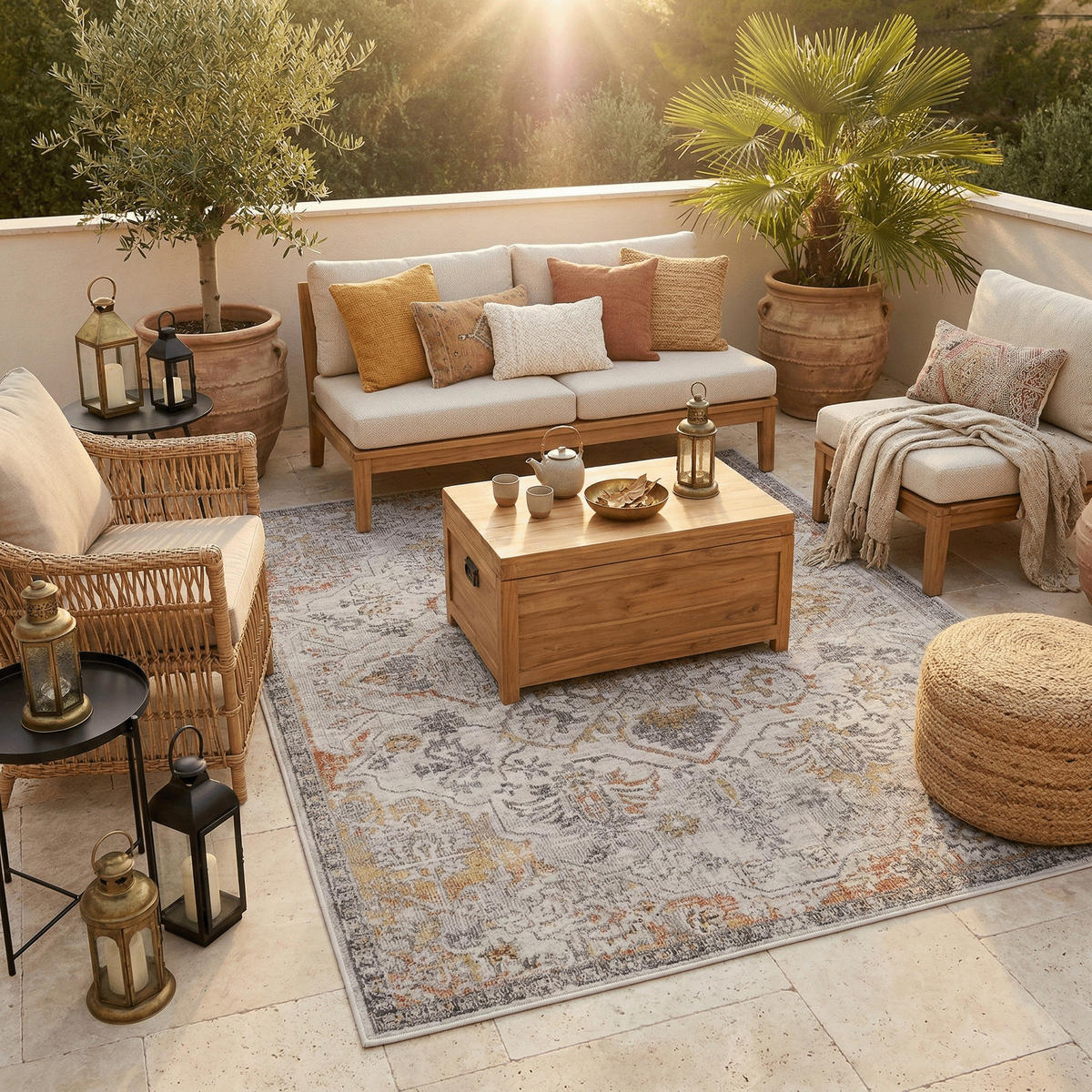 INDOOR OUTDOOR TEPPICH LAGOS VINTAGE - Terracotta, Textil (140/200cm) - Pergamon