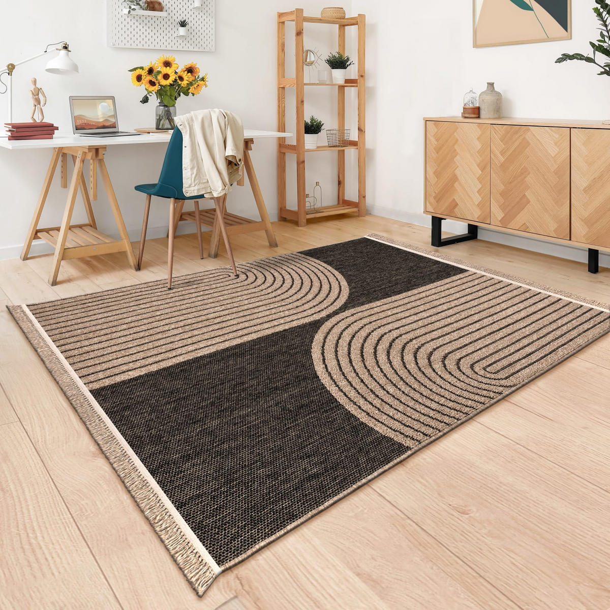 OUTDOORTEPPICH Blatt Anthrazit 240 x 340 cm - Anthrazit, Kunststoff (240/340cm) - TT Home