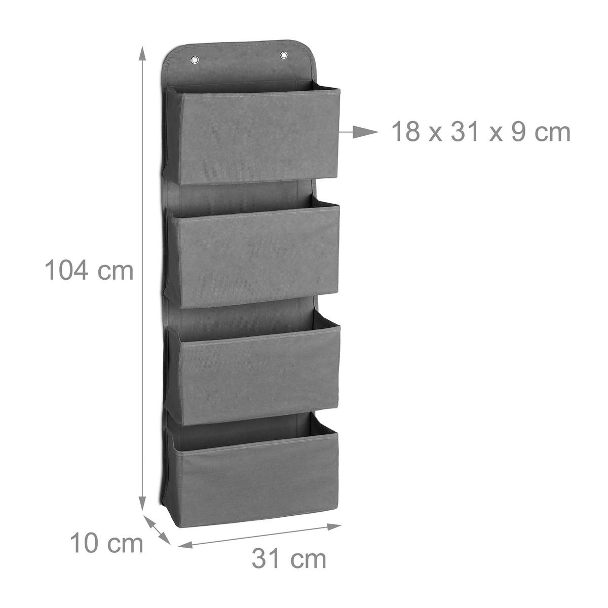 HÄNGEORGANIZER - Grau, Wellpappe/Textil (10/31/104cm) - Relaxdays