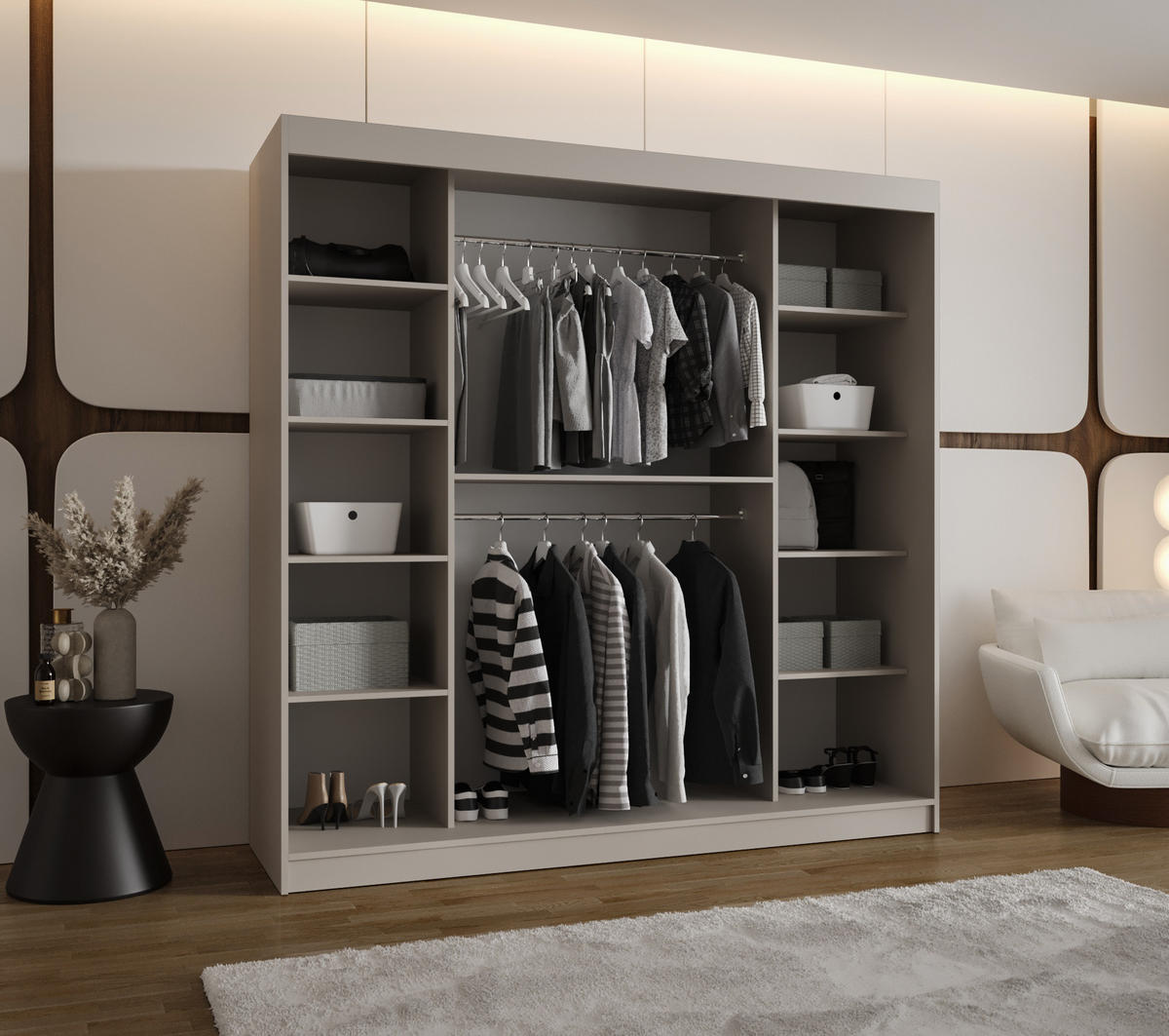 SCHWEBETÜRENSCHRANK 200/200/62 2-türig - Kaschmir, Holz (200/200/62cm) - Abiks Möbel