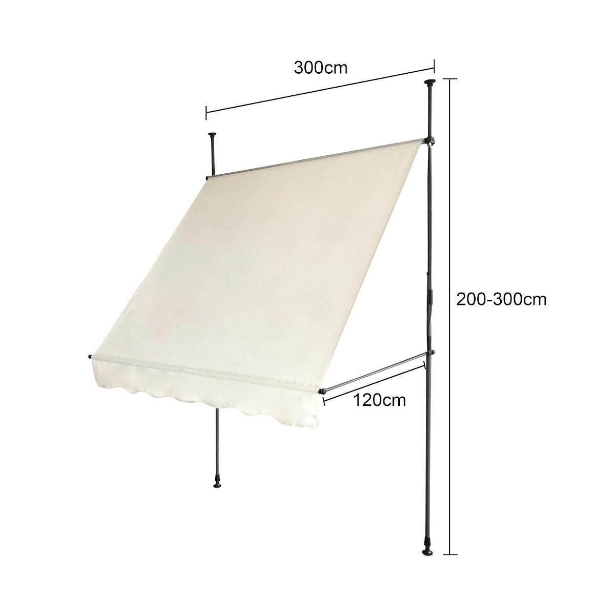 KLEMMMARKISE 120 x 300 cm Beige - Beige, Kunststoff (300/300/120cm) - SVITA