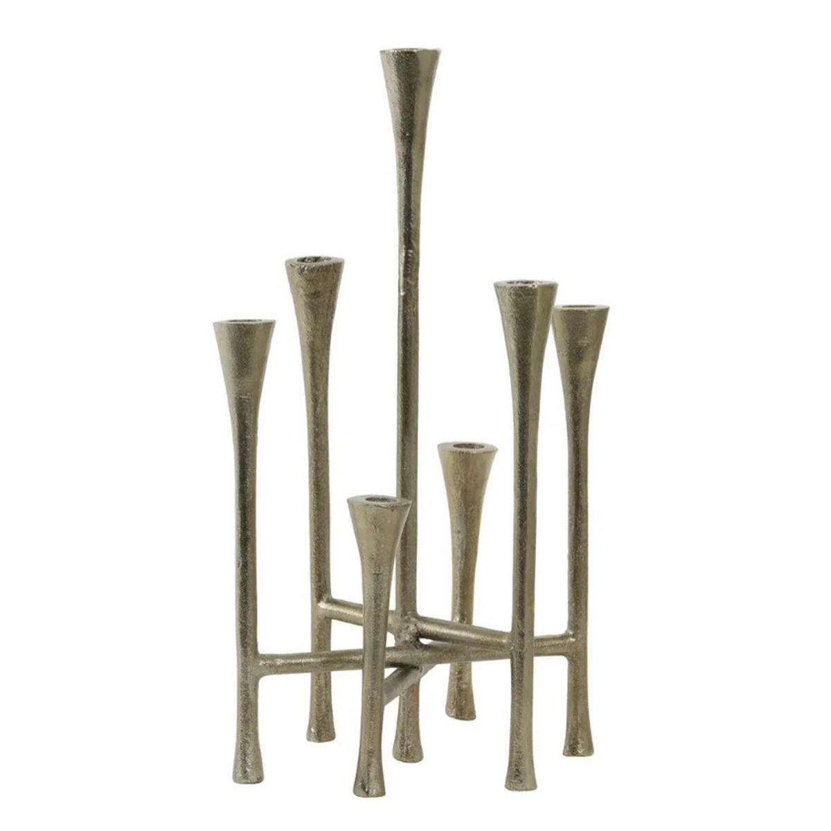 KERZENHALTER 7L OLIVIER, Ø26x23x45 cm, Metall, Silber - Silberfarben, Metall (23/45/26cm) - Light & Living
