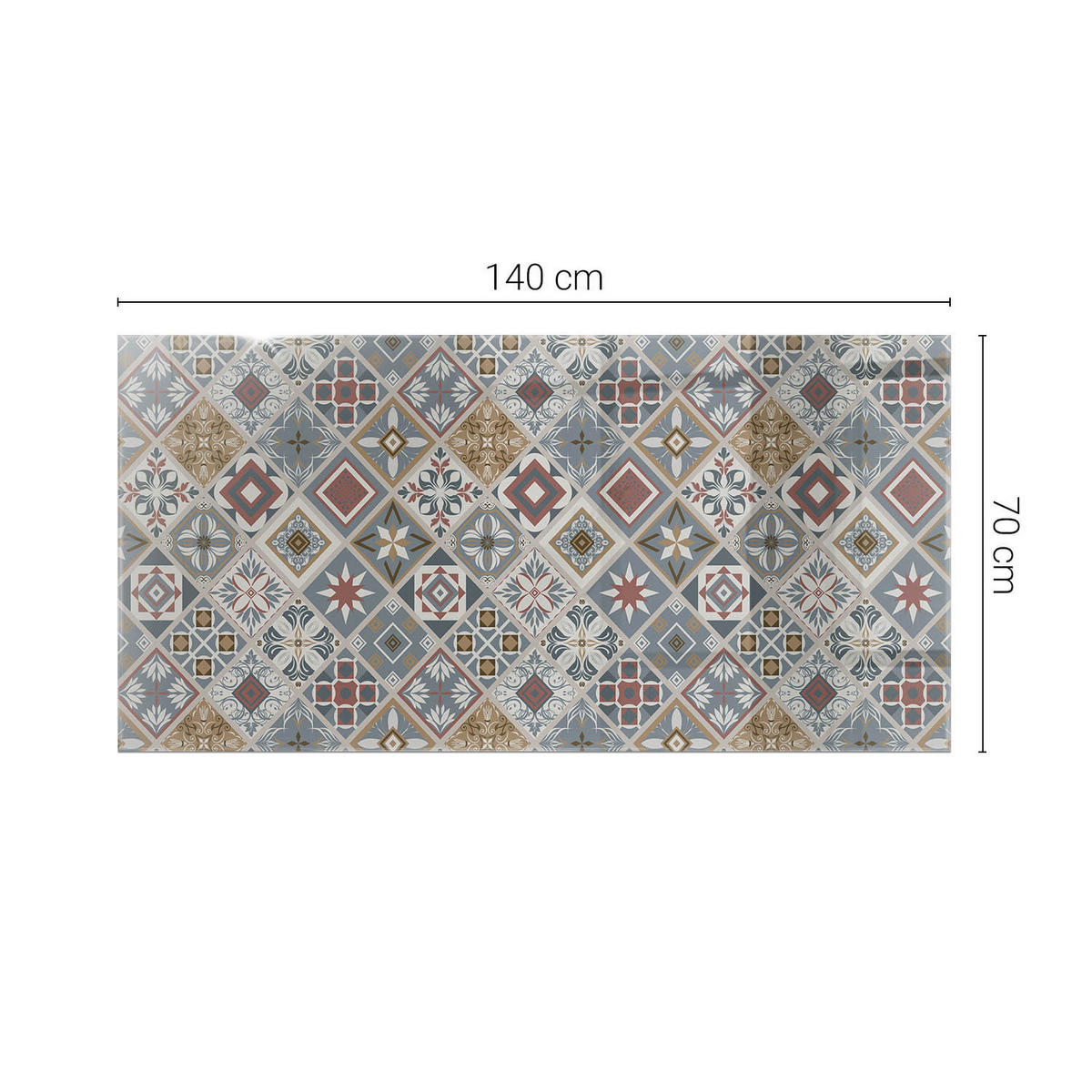 TISCHPLATTE 140x70 cm Mosaikmuster mit Ornamenten - Multicolor/Grau, Glas (140/70/0.4cm) - TULUP