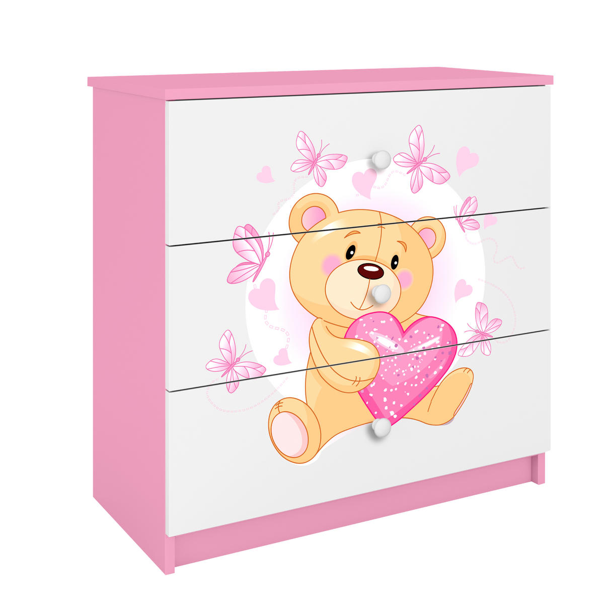 KOMMODE Babydreams Teddybär II 81/81/41 - Rosa, Holzwerkstoff (81/81/41cm) - RAUMHIRSCH FURNITURE