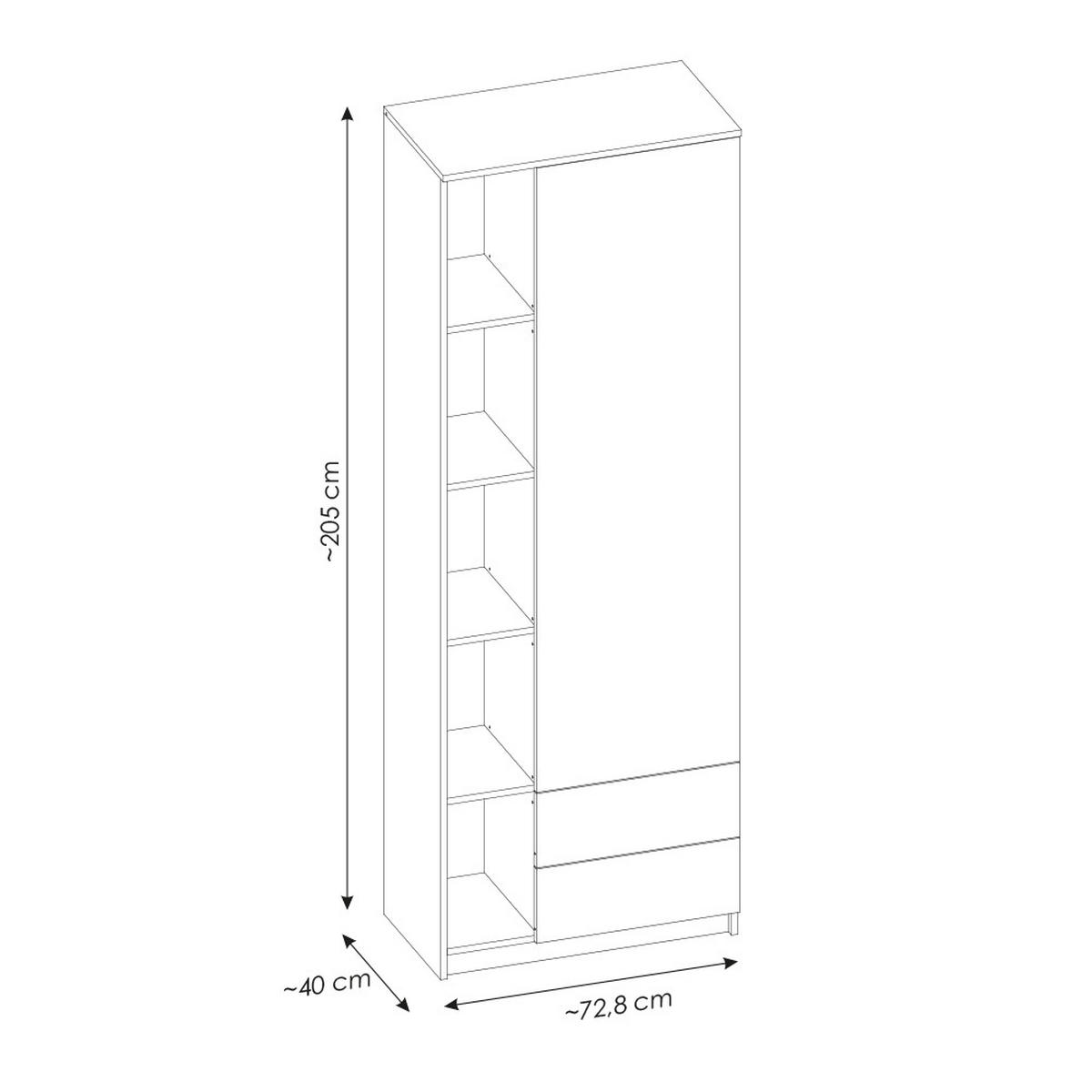KLEIDERSCHRANK Fier-129 - Beige, Holzwerkstoff (73/205/40cm) - Lomado