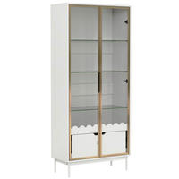 VITRINE in Weiß mit Glastür und Schublade für Wohnzimmer, B75/T35/H170,8 cm - Transparent/Weiß, Glas/Holzwerkstoff (75/170.8/35cm) - STILVORA