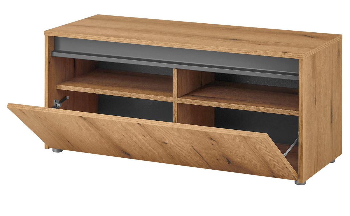 GARDEROBE Sitzbank in Evoke Eiche und grau Garderobenbank 100 cm Center - Eichefarben/Schwarz, Holzwerkstoff/Kunststoff (100/45/45cm) - Furn.Design