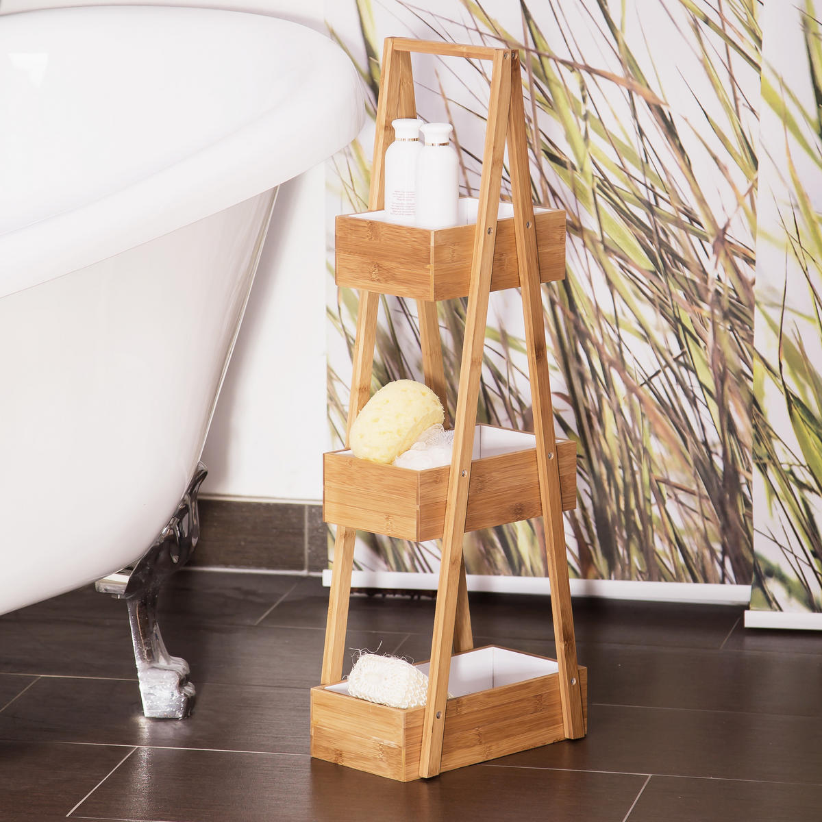 BADREGAL - Hellbraun, Holz (30/82/18cm) - Relaxdays